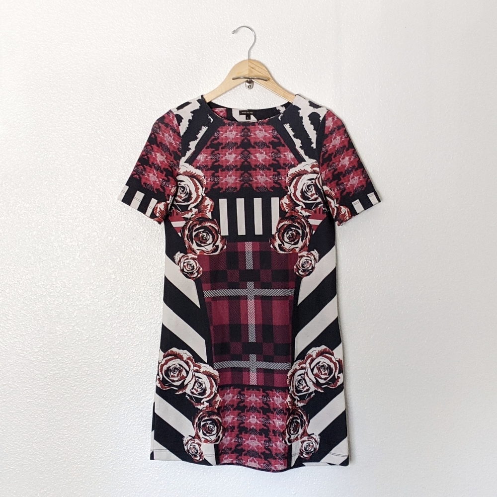 River Island Floral Print Mini Short-sleeved Shift Dress